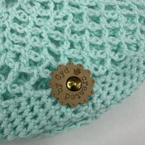 Handmade New Open Weave Fishnet Aunt Lynda's Ocean Cotton Knit Beanie- XXS/XS - Picture 5 of 10